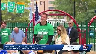 Rob Gronkowski emotional at opening of new Boston playground