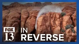 'Reverse waterfall' phenomenon caught on drone video