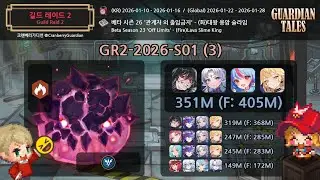 [가디언 테일즈] 길드 레이드 2 베타 시즌 26_(화)대왕 용암 슬라임_일반: 3.51억 (피버: 4.05억) [Guardian Tales] Raid Lava Slime King