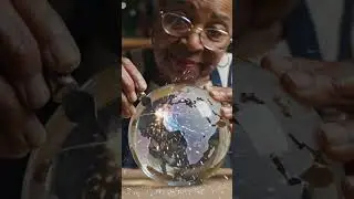 Cutting glass earth #satisfyingvideo #ai crystal logic