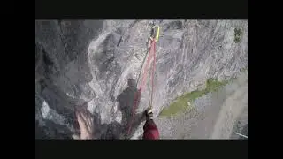 Climbing Miss piggy (6A) in Ballykeefe quarry - Ireland