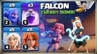 Fastest Th10 Attack | TH10 Falcon Attack strategy | Th10 Cherry Bomb | TH10 No Siege Falcon Attack