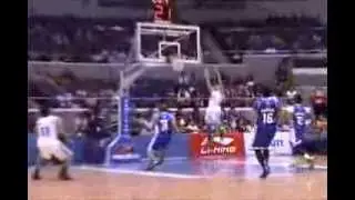 San Mig Coffee rookie Justin Melton skies for a two-handed alleyoop dunk