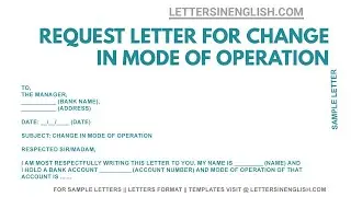 Change mode of operation of Bank Account - Sample Request Letter Format