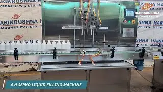 Revolutionary Liquid Packaging Line: 4-Head Servo Filler, 1-Head Screw Capper, Round Bottle Labeler