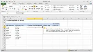 Excel: date and time functions