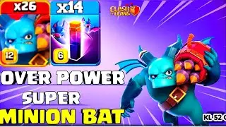 OVERPOWERED !! Th16 Mass Super Minion +14 Bat Spell Attack Strategy in Clash of clans
