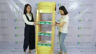 Foldable corrugated two side POS display shelf