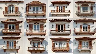 A highly detailed front elevation of a traditional Indian / European fusion balcony,