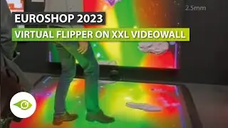 Virtual Interactive Flipper on XXL Videowall at ISE 2023