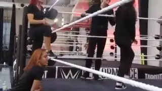 Marina, Briana, Kayden, Simone Johnson, Santana, Jessamyn, Coach Deeb at WWE Performance Center