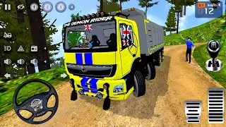 Dangerous 12-Wheeler Stone Transport Truck Extreme Offroad Driving | Bharat Benz Mod In Bussid Game