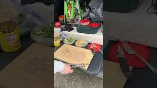 Easy camp meal recipe: chicken chickpea Caesar wraps #carcamping