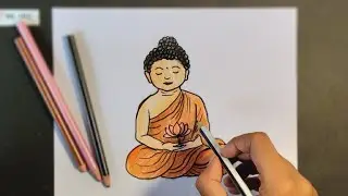 How to draw Buddha easy pencil sketch  drawing | Buddha drawing | step by step video 