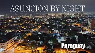 Looking out across the skyline of Asuncion by night, Paraguay