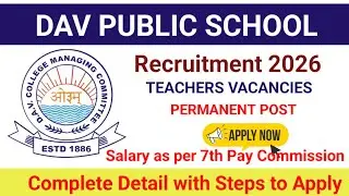 DAV Public School Teacher Vacancy 2026 | PGT TGT PRT Job #davschoolvacancy #pgtjobs #tgtjobs #prtjob
