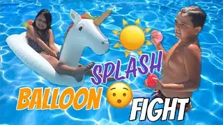 SWIMMING IN THE POOL! WATER BALLOON FIGHT!!