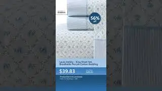Laura Ashley - King Sheet Set, Breathable Percale Cotton Bedding