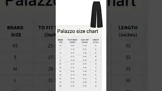 Palazzo size chart | Save for later#palazzo #sizechart #shortsvideo #youtubeshorts #shorts