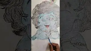 Cute Krishna Art Drawing |  Krishna Art Beautiful Sketch 💙✨