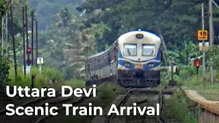 Uttara Devi Scenic Train Arrival at Polgahawela Railway Station in Sri Lanka
