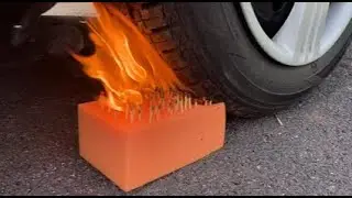 Burning Block Crushed Under Car Tire 🔥🚗 | Extreme ASMR Fire Crush | Oddly Satisfying