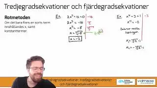Matematik 3. Andragradsekvationer, tredjegradsekvationer och fjärdegradsekvationer.
