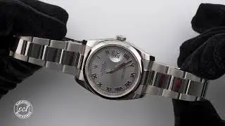 Rolex 116200 Datejust 36 mm Smooth Bezel Rhodium Grey Dial Oyster Bracelet Box and Papers 2014