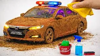 The surreal cleaning process of a 1:18 Police Honda Accord Car After an Extreme Off-Road Adventure 🔥