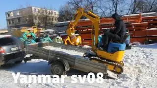 Грузим на прицеп мини-экскаватор yanmar sv08