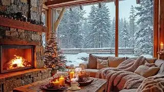 Winter Jazz Cabin Soft Firelight Mood 🔥🌨️ Piano and Jazz for Slow Winter Relaxation