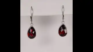14K White Gold Garnet Dangle Pierced Earrings 6.82 Carats
