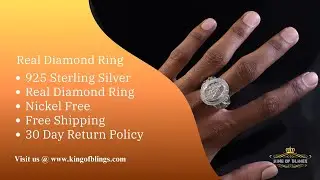 King Of Bling's 0.33 CT Real Diamond Men's 925 Sterling Silver Masonic White Ring With Size 10