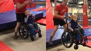 Watch Boy in Wheelchair Enjoy Bouncing on a Trampoline
