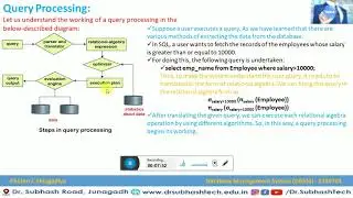 Query Processing, Optimization and Evaluation of Expression