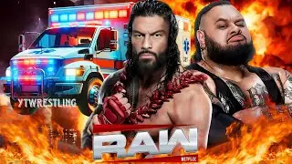 Roman Reigns vs Bronson Reed Wwe Raw Netflix 2025 Ambulance - FULL MATCH