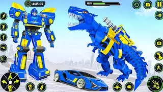 Dino Robot Jet Bike Car Transformation Robot Game New Blue Dinosaur in City - Android Gameplay