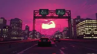 Delorean sunset Driving - Relaxing music - Background screensaver