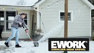 EWORK 20V Cordless Snow Shovel Review (Throws Snow 20ft!)