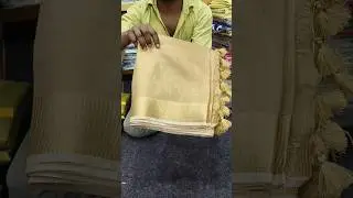 120 count tissue linen saree weaving border golden zari Durga Puja saree manufacturer #linensaree