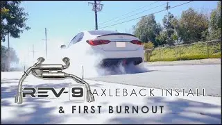 2019 Infiniti Q50 Rev 9 Axleback Muffler Install & First Burnout
