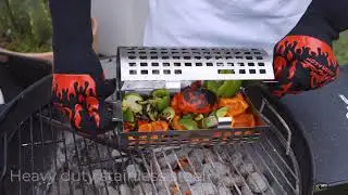 BBQ Dragon's Rolling Grill Basket: Heavy-Duty Steel Veggie Basket. Just Roll to Flip Food!