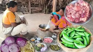 CHICKEN MEAT CURRY And SIM VHAJI Recipe cooking &eating by our grandma.