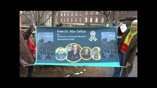 Banners for Dr. Abu Safiya in Weekly Protest in New Haven