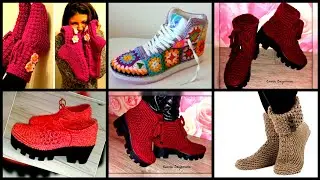 Crochet shoes crochet women's ankle boots design ideas