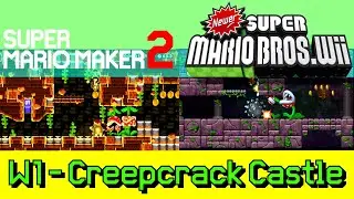 NEWER SMBWii - W1 - Creepcrack Castle (with Comparison) - Super Mario Maker 2