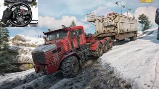 Oshkosh Het M1070 - Transporting Construction Trailer | SnowRunner | Logitech G29 Gameplay | #823