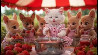 Tiny Fluffy Cat's Adventure on Strawberry Farm #cat #kitten #cute #gingtinymeow #pets