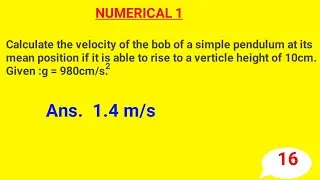 Numerical Based On Vibrating Simple Pendulum Class 11th.