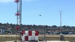 Robinson R22 Helicopter taking off from Torrance Airport 